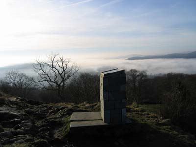 View from the summit of Orrest Head - Windermere covered by low lying mist