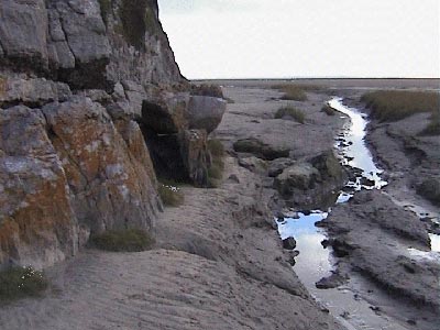 The path and water channel around Humphrey Head