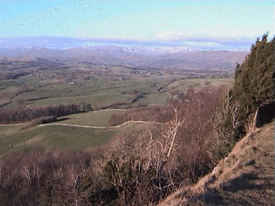 View off the edge of the Scar towards the Lakeland hills