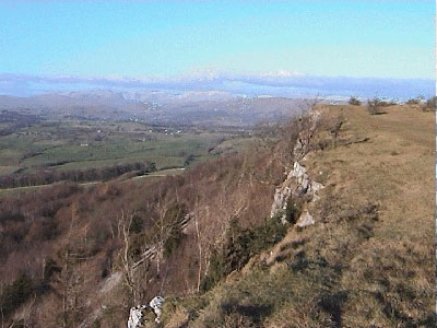 View off the edge of the Scar towards the Lakeland hills
