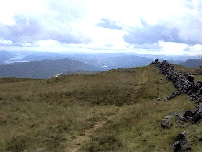 Looking back down the path with both ends of Windermere now visible