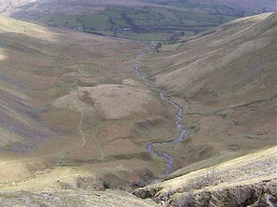 View back down Cautley Holme Beck